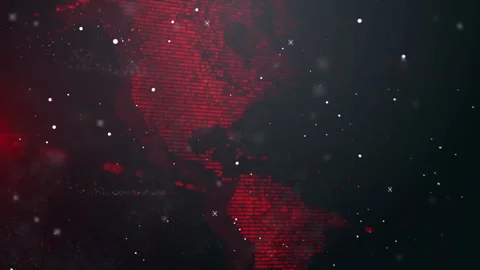 Digital Red World Map with Futuristic Abstract Design and Dark Background 스톡 동영상 341922125