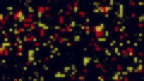 Digital red yellow cube pattern grid Dancing round cube red color neon futu.. Vídeos de archivo 225494730