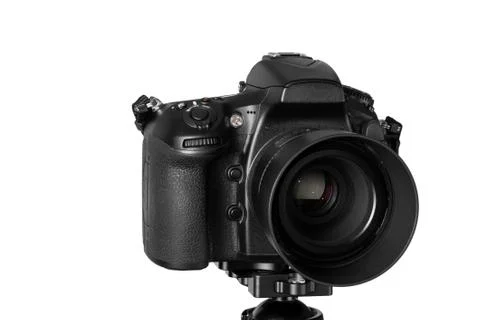 Digital reflex camera isolated on a white background Stock Photos