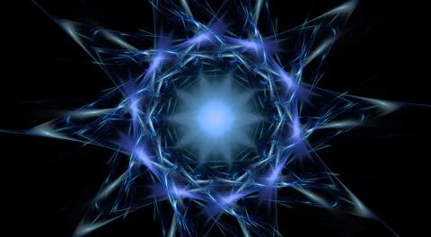 Digital Render beautiful exquisite blue fractal patterns rotating circular and s Illustrazione stock