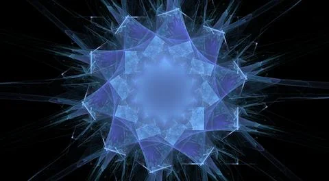 Digital Render beautiful exquisite blue fractal patterns rotating circular and s Illustrazione stock