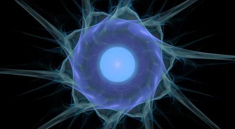 Digital Render beautiful exquisite blue fractal patterns rotating circular and s Stock Illustration