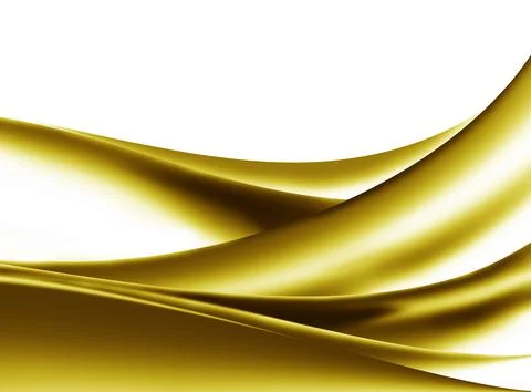 Digital render of golden flowing waves on a white background for wallpapers Stock Illustration