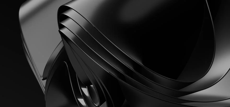 Digital render of a gray wave design on a black background Stock Illustration