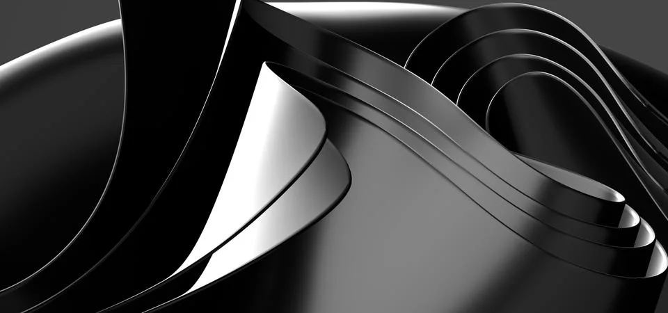 Digital render of a gray wave design on a black background Stock Illustration