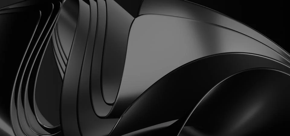 Digital render of a gray wave design on a black background Stock Illustration