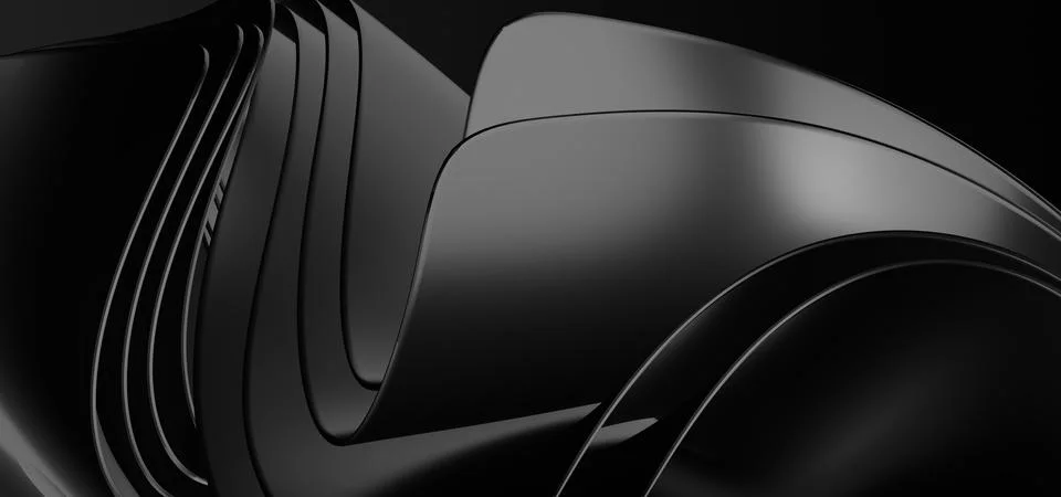 Digital render of a gray wave design on a black background Stock Illustration