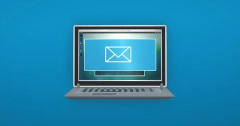 Digital render of a laptop with an email notification Stock Illustration