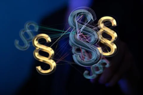 Digital render of a network of legal code signs Stock Photos