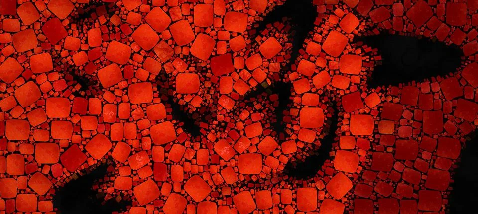 Digital render painterly mosaic tiles in smooth fluid motion Stock-Illustration