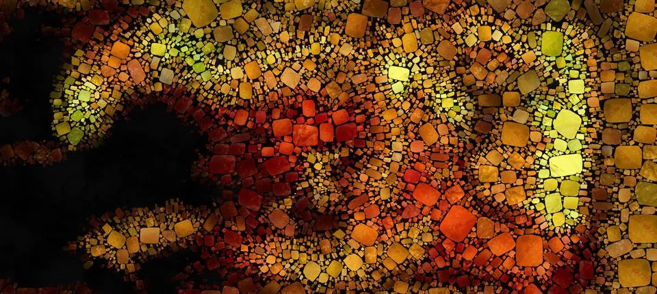Digital render painterly mosaic tiles in smooth fluid motion Stock-Illustration