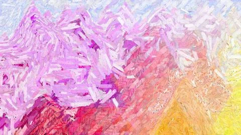 Digital render in painterly style - acrylic paint patterns and geometric shapes, Stock Illustration