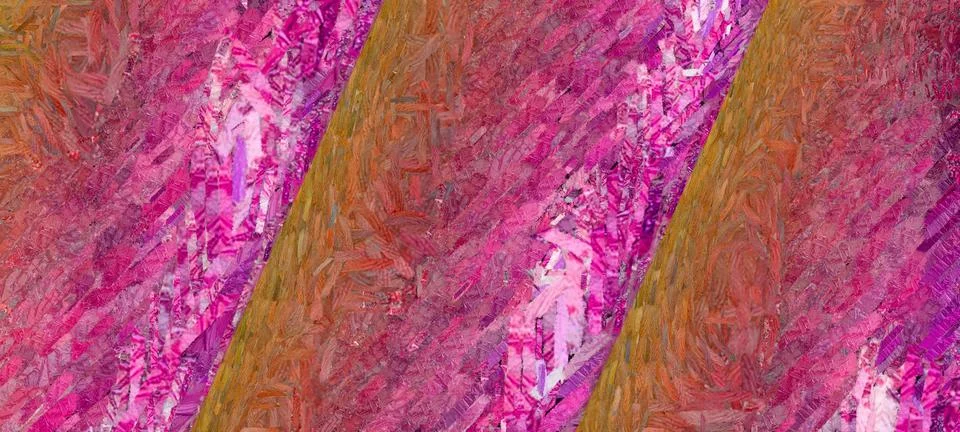 Digital render in painterly style - acrylic paint patterns and geometric shapes, Stock Illustration