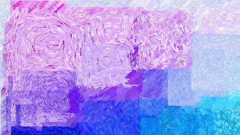 Digital render in painterly style - acrylic paint patterns and geometric shapes, Stock Illustration