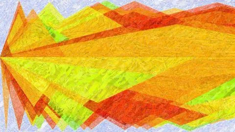 Digital render in painterly style - acrylic paint patterns and geometric shapes, Stock Illustration