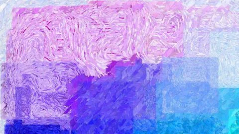 Digital render in painterly style - acrylic paint patterns and geometric shapes, Stock Illustration
