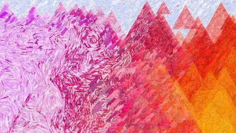 Digital render in painterly style - acrylic paint patterns and geometric shapes, Stock Illustration