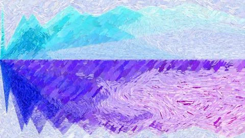 Digital render in painterly style - acrylic paint patterns and geometric shapes, Stock Illustration