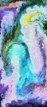 Digital render painterly styled patterns and smooth flowing lines and bubbles pa Illustrazione stock