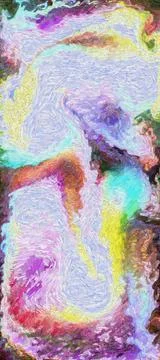 Digital render painterly styled patterns and smooth flowing lines and bubbles pa Illustrazione stock