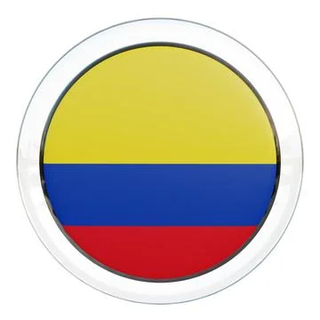 Digital render of a round pin with a Colombia flag motif on a white background 스톡 일러스트