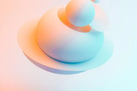 Digital render of soft abstract geometric shapes on a pastel background for wall Stock Illustration