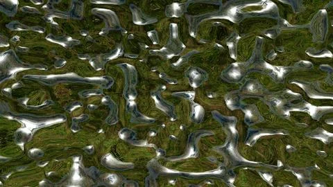 Digital Render Water Droplets on a Grass Background Stock Illustration