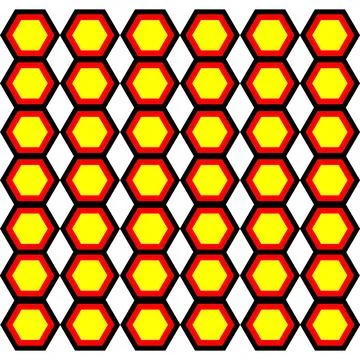 Digital render of a yellow red hexagonal pattern on a white background 스톡 일러스트