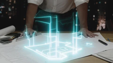 Digital Rendering Of Future Home Blueprint Construction Planning Architectural Stock Footage 284880581