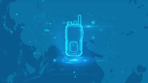 Digital Rendering of Futuristic Communication Device and World Map Interface Stock Footage 342201164