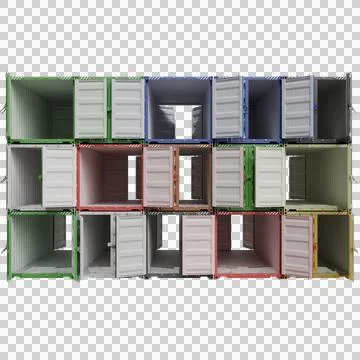A digital rendering showcases a multi-level structure composed of numerous Stock Photos