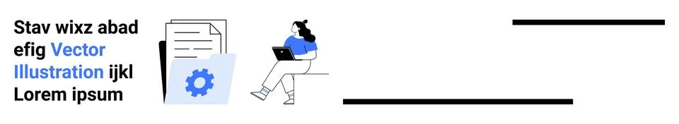 Digital Report Analysis with Documents and Gear Icon Stockillustratie