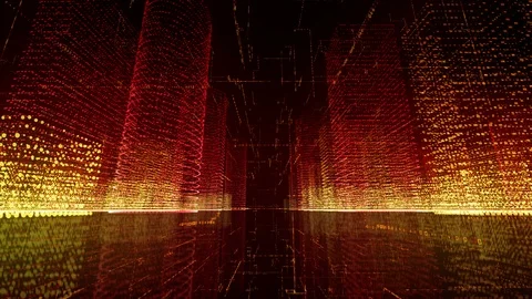 A Digital Representation of the Cyber City Through Which Information Passes Stock Footage 110838967