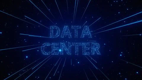 Digital Representation of a Data Center Illuminated With Blue Light Effects Stock Illustration