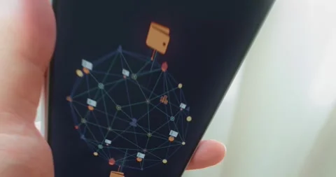 Digital representation of decentralized network, cryptocurrency or blockchain Stock Footage 313439766