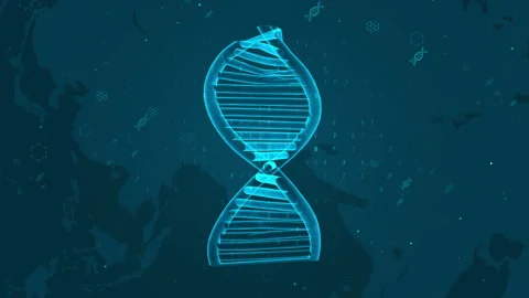 Digital Representation of DNA Helix on Global Themed Background Stock Footage 339123398