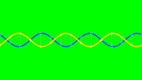 A digital representation of a double helix dna strand on a green background Stock Footage 340266880