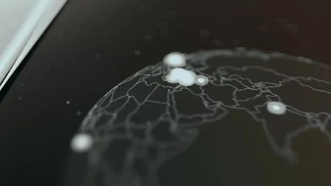 Digital representation of the Earth with cyber attacks happening in real time Stock Footage 330240179