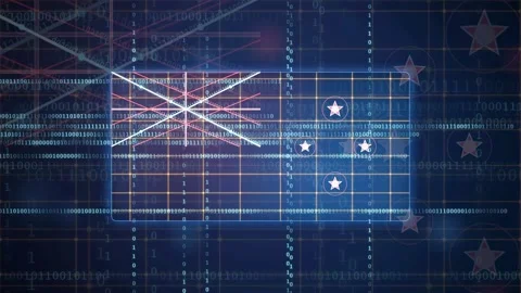 Digital representation of the Marshall Islands flag with binary code and Stock-Footage 343166782