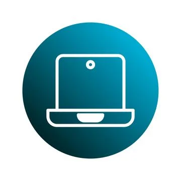 A digital representation showcasing a sleek laptop icon against a gradient .. Illustrazione stock