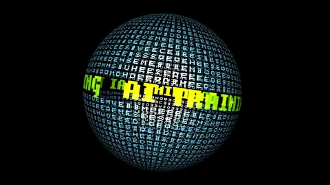A digital representation of a sphere encompassing AI training concepts Stock Footage 304293408