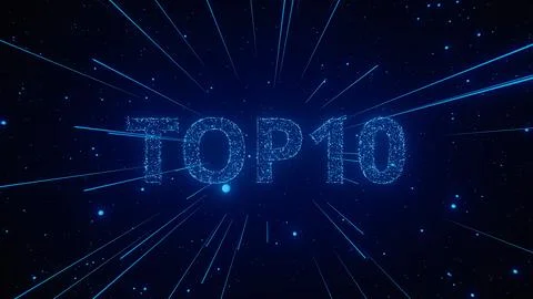 Digital Representation of the Top Ten List With Glowing Particles in a Cosmic Illustrazione stock