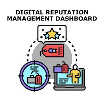 Digital reputation management dashboard concept vector イラスト素材