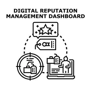 Digital reputation management dashboard concept vector Stock Illustration
