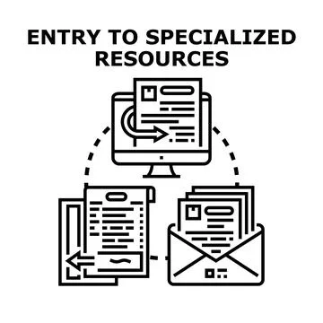 Digital resources entry and information sharing concept Stock Illustration