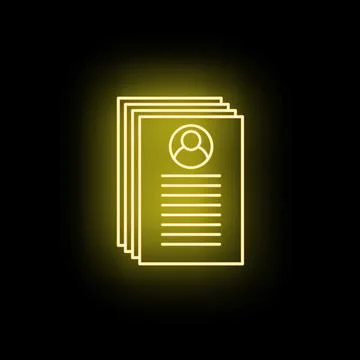Digital resume document glowing neon yellow icon 스톡 일러스트