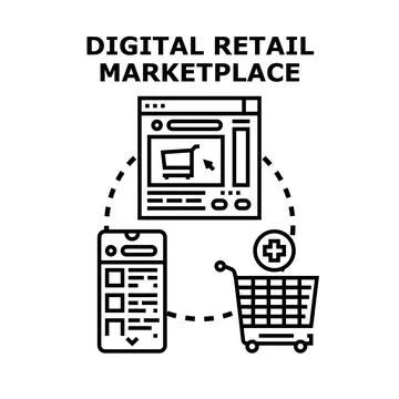 Digital retail marketplace e commerce online shopping concept Stock-Illustration