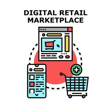 Digital retail marketplace e commerce online shopping concept Stock-Illustration