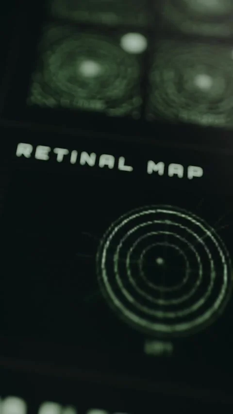 Digital retinal map analyzing eye topography for identification Stock Footage 332892070