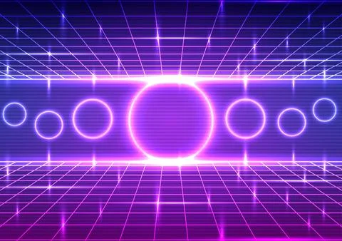 Digital retro technology background. Sci-Fi cyberpunk futuristic concept. D.. Stock Illustration